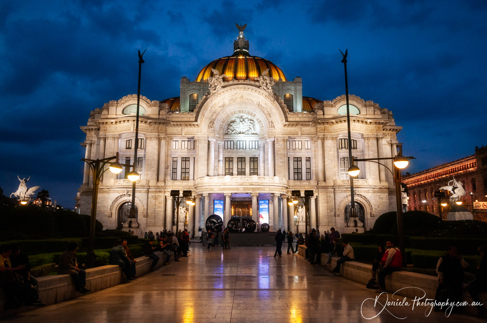 Mexico City Palace de Bellas Artes by Night
